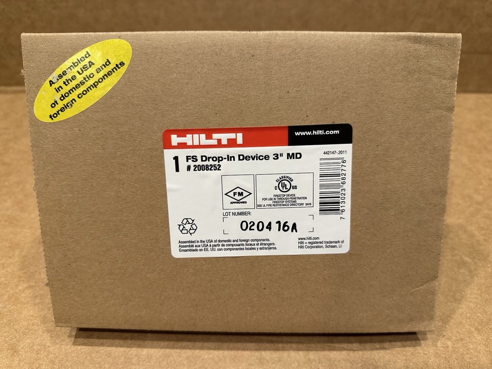 Hilti 3" Drop In Device #2008252 CFS-DID Firestop Fire Protection System