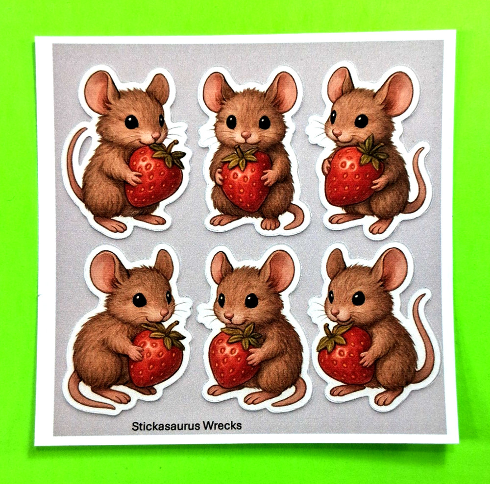 Mice & Strawberries Sticker Sheet