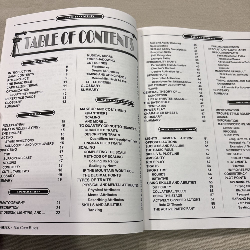 Theatrix Core Rules - Diceless Storytelling Game - Backstage Press