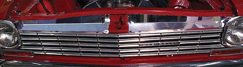 1963-64 Chevy II Nova; Radiator Support Show Panel; without Logo; Polished
