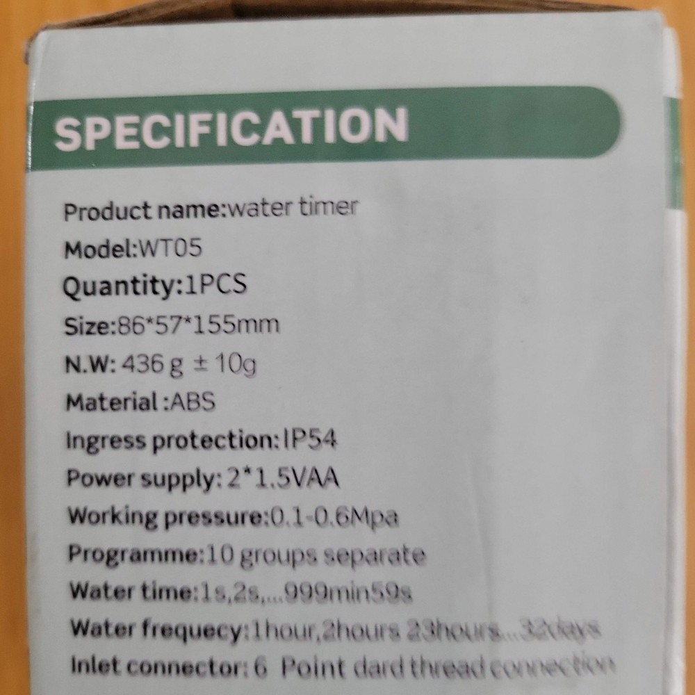Dar Darouxiao Water Timer Model WT05 IP54 10 Group Program Rain Sensor Black