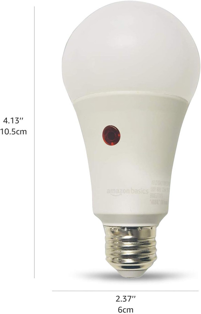 Amazon Basics A19 Dusk to Dawn Sensor LED Outdoor Light Bulb, 60W Equivalent, En