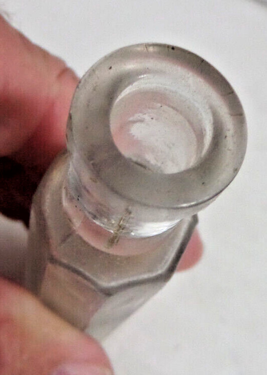 small octagon shaped bottle antique EMPTY