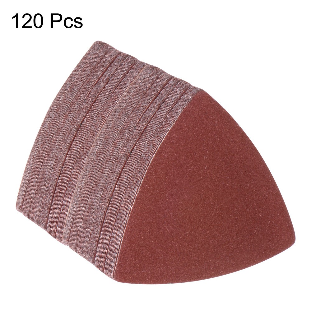 120pcs 320 Grits 80mm Aluminum Oxide Triangular Hook & Loop Sandpapers Pads