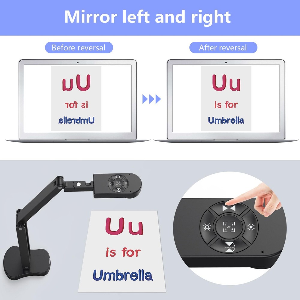 THUSTAR 8MP Document Camera 4K Webcam Dual Mic USB Visualizer A3 Foldable