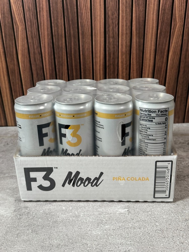 F3 Mood Piña Colada 12 Pack Functional Beverage Zero Sugar Caffeine Free New