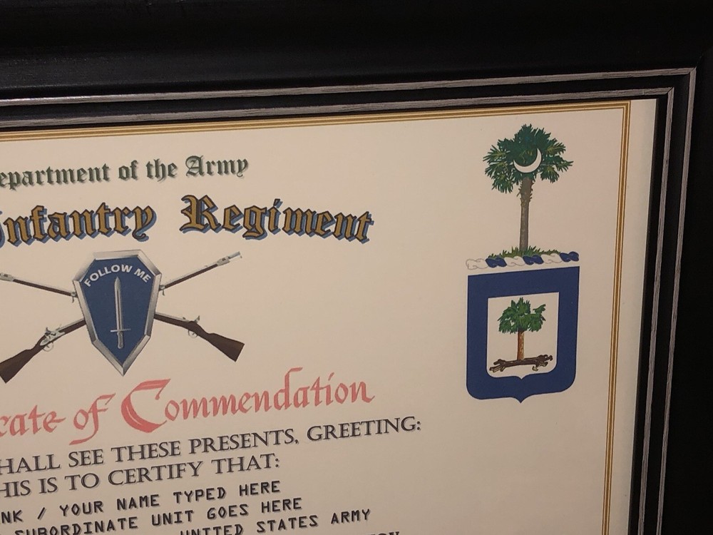 218TH INFANTRY REGIMENT / COMMEMORATIVE - CERTIFICATE OF COMMENDATION
