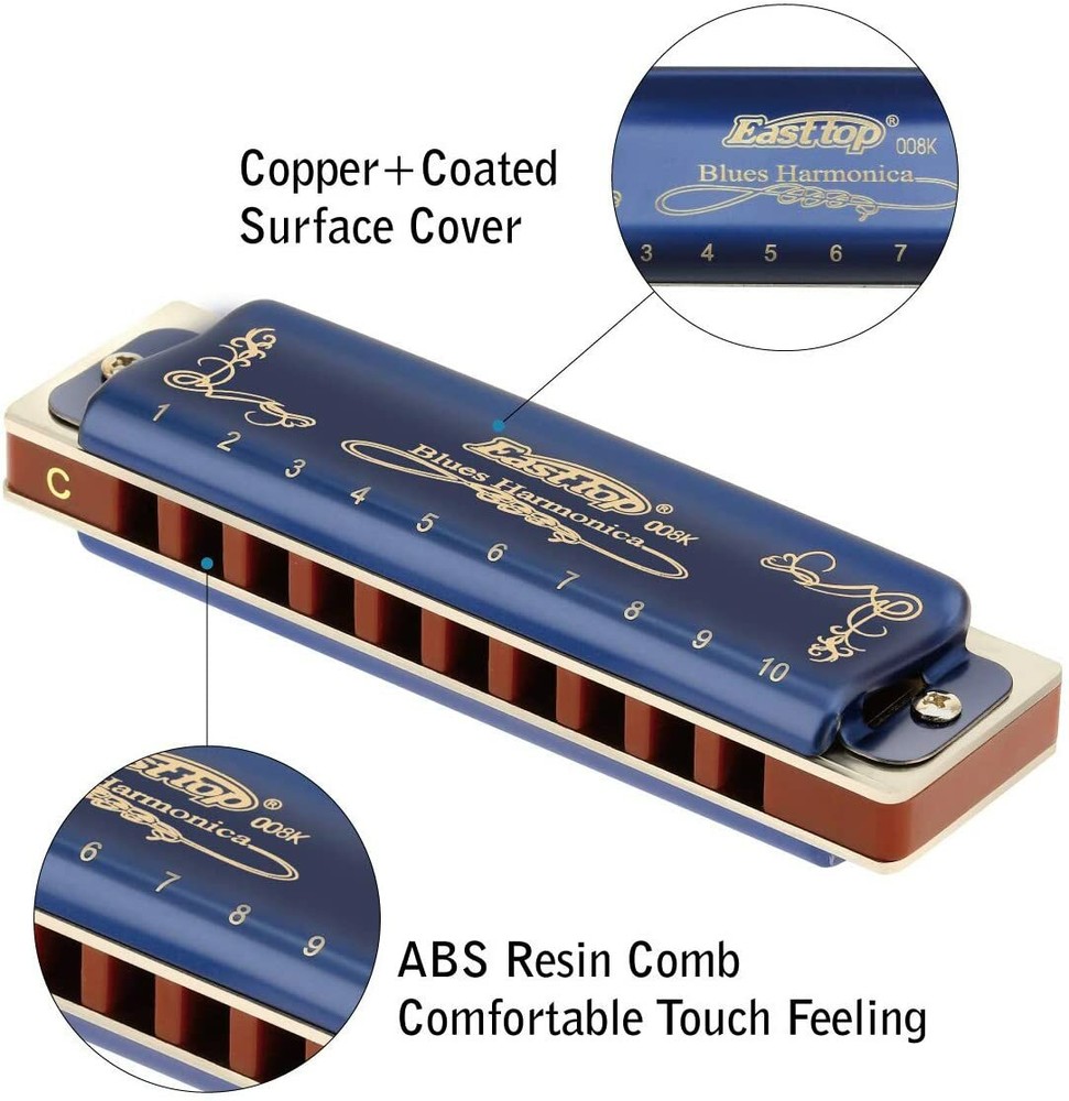EASTTOP Professional Diatonic Harmonica Set Harmonica Set 12 key blues harp Gift