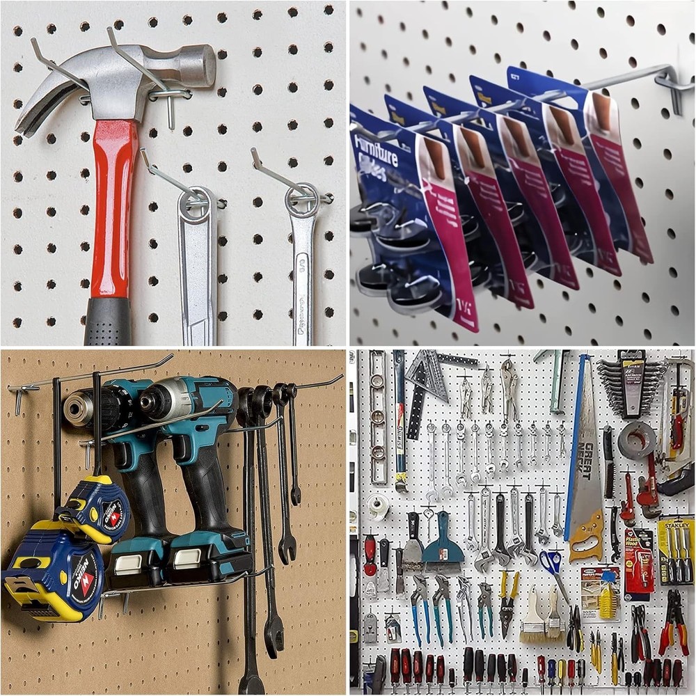 Durable 4-Inch Pegboard Hooks Set with Rubber Caps – 25 Pack for Tool Storage