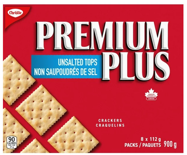 Premium Plus Unsalted Tops Crackers, 900g (2 Pack)
