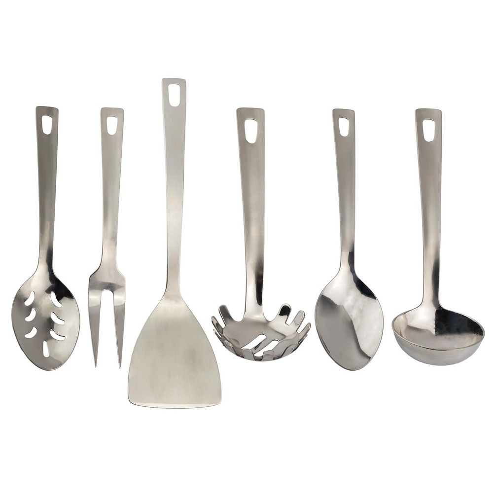 Darware Complete Serving Set (6-Piece, Silver); w/Pasta Server, Fork, Slotted Sp