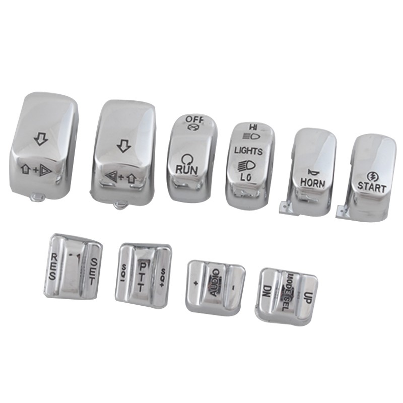 10pcs Chrome Hand Control Switch Button Covers For Harley Electra Glide FLHTCU