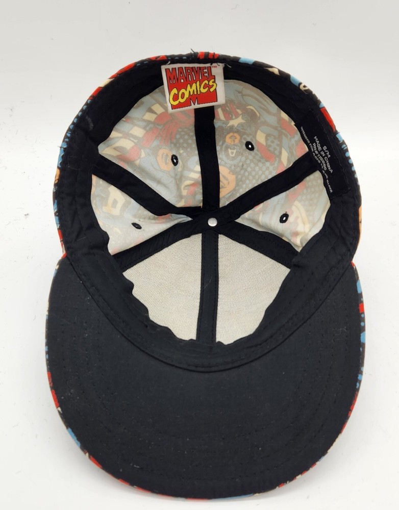 Captain America Cap All Over Print Hat Cap 2009 Marvel Comics Fitted S/M