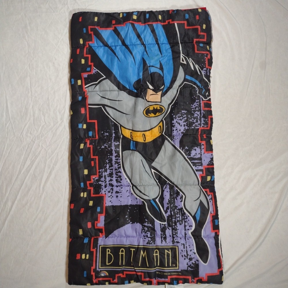 Vintage Batman Sleeping Bag DC Comics 1992 Youth Size 55x27 Used