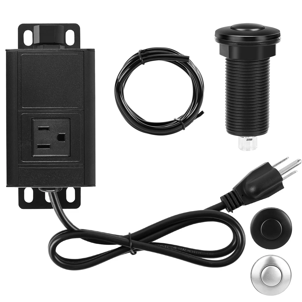 Air Switch Kit for Garbage Disposal 3.58” Extra Button Black Stainless Steel