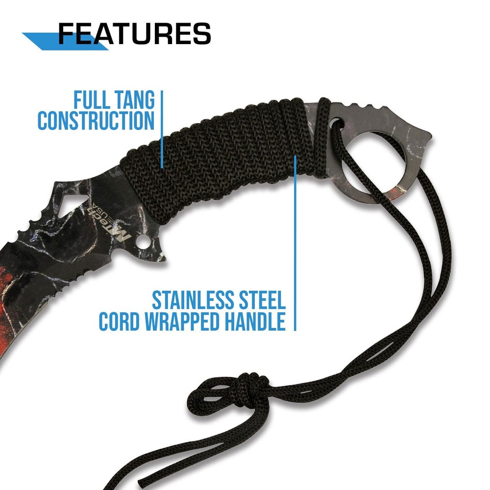 New Mtech Karambit Fixed Blade Red Fixed Blade Knife MT-20-76GLX