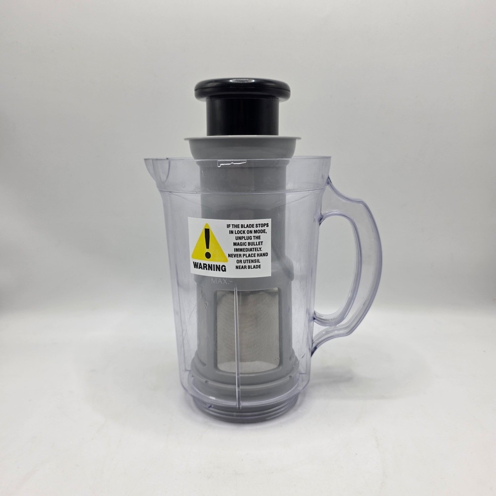 Magic Bullet Juicer Attachment Pitcher Grey Filter Black Pusher Replacement