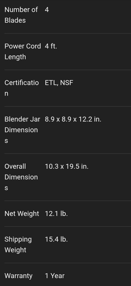 Commercial Grade Blender 2.0 HP Toggle Switch, 64oz Pitcher