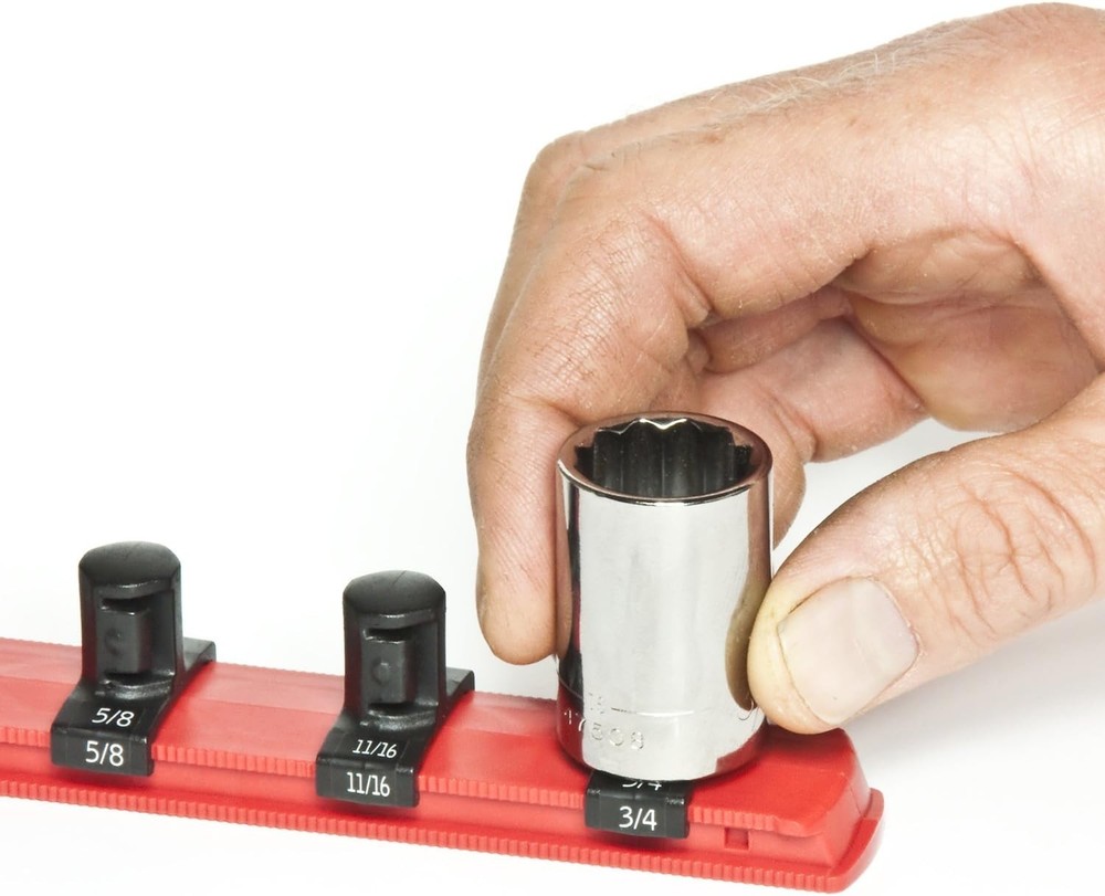 Compact 8-Inch Socket Organizer with 9 Twist Lock Clips - Locking Mechanism