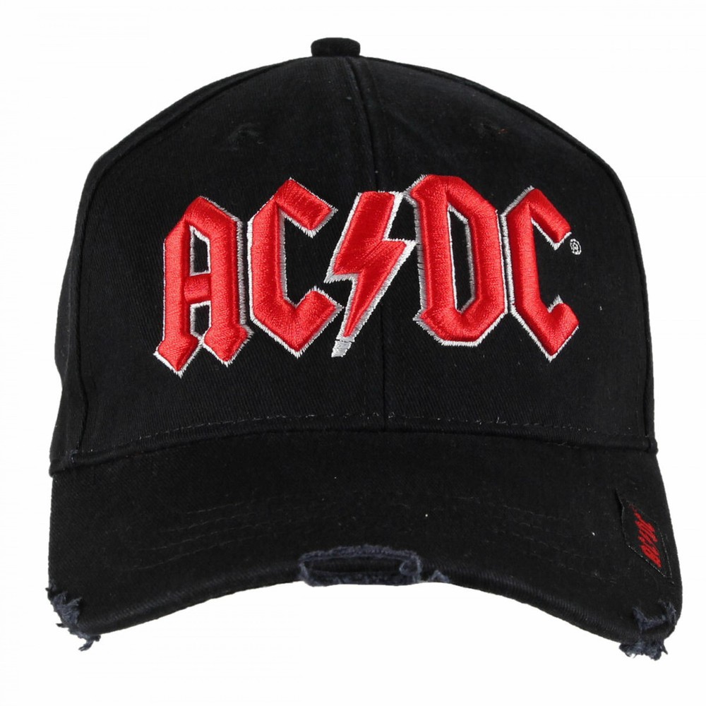 AC/DC Logo Distressed Adjustable Snapback Hat Black