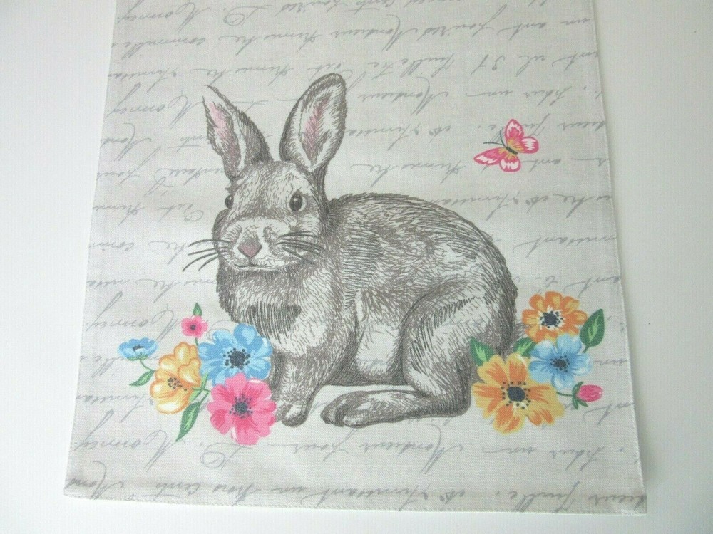 EASTER BUNNY RABBIT SCRIPT FLORAL Decorative TABLE RUNNER ~ 14" x 70 ~ NEW