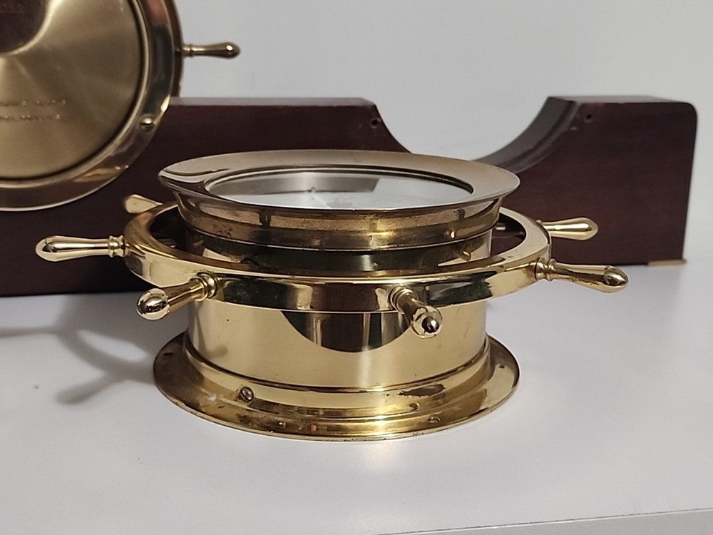 Seth Thomas Ships Bell Brass Helmsman Clock & Barometer E537-011