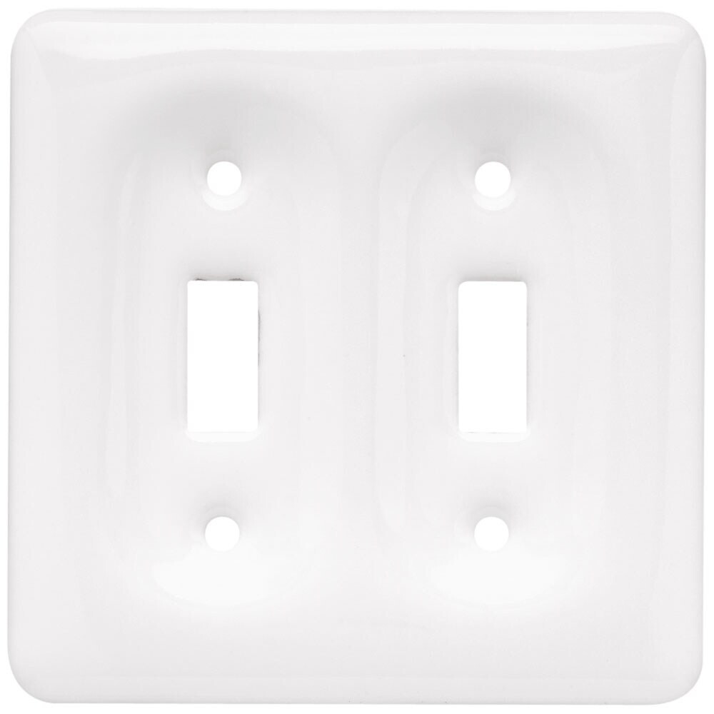 Double Switch Wall Plate White Ceramic