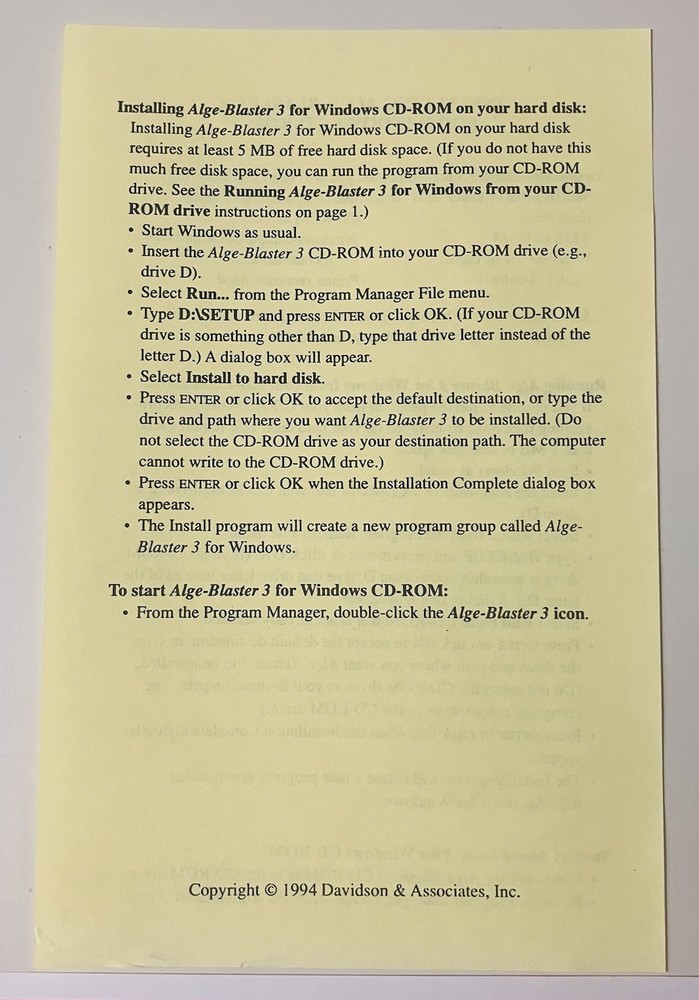Alge-Blaster 3 (1994/1995) for Windows CD-ROM Complete Set w/ Manual, Davidson