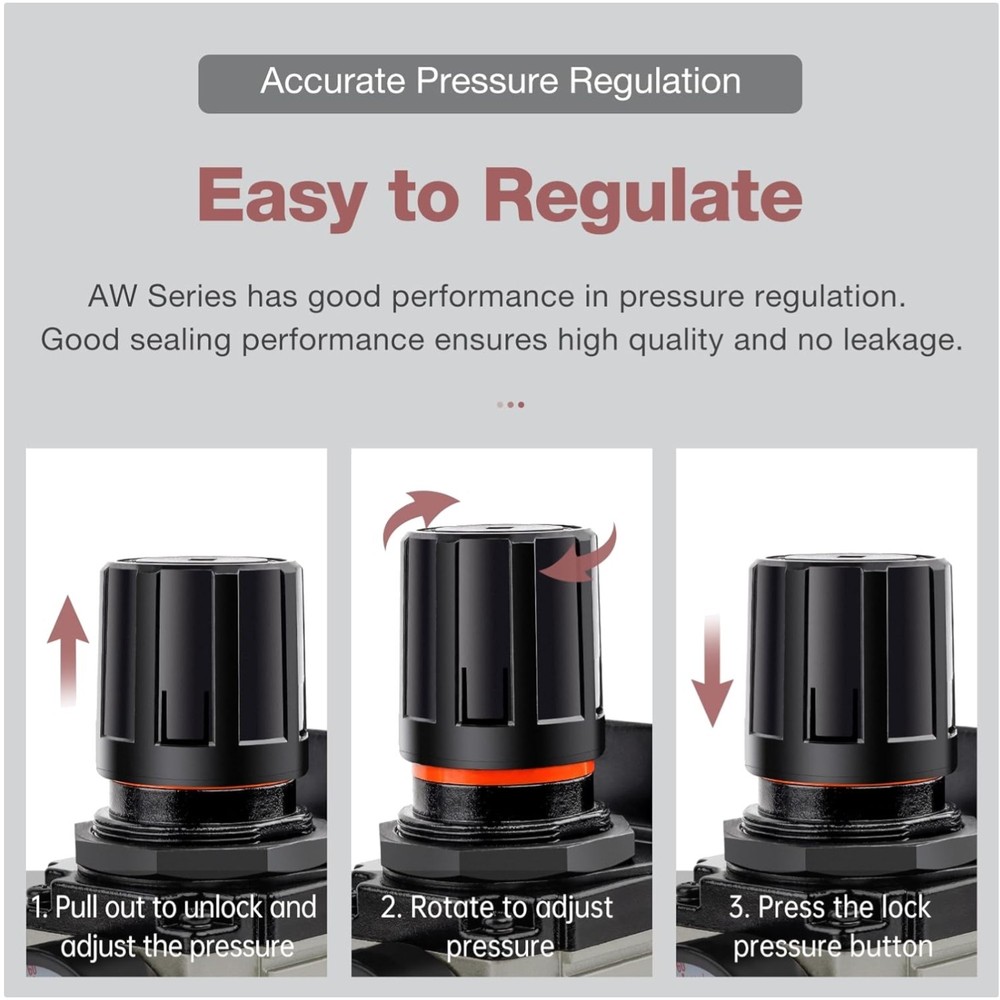 Air Filter Regulator Piggyback Combo, 5 Micron Brass Filter