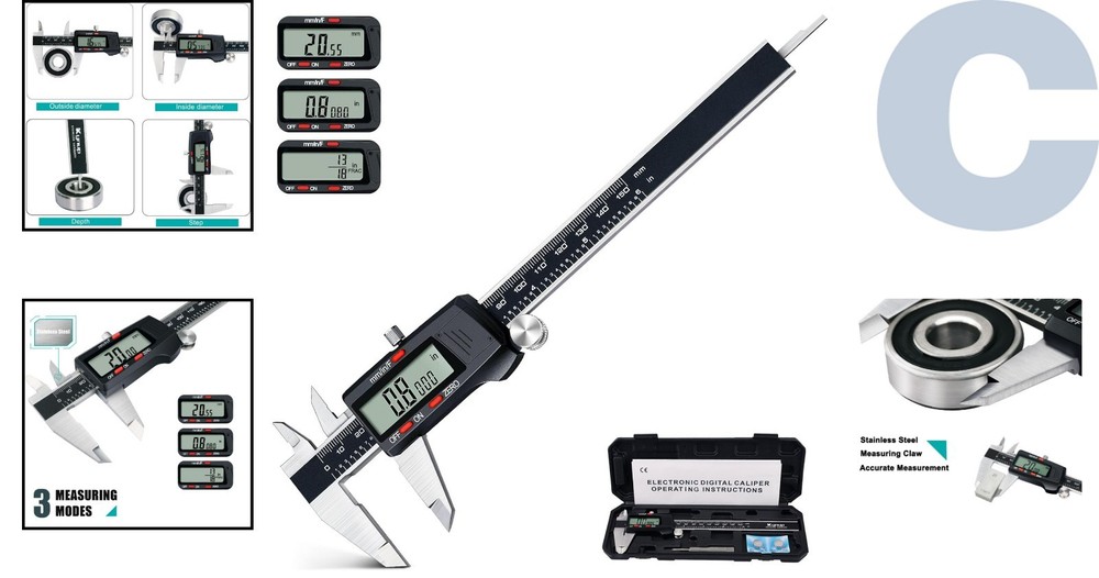 Precision Stainless Steel Digital Caliper - 3-Unit Conversion & Auto Off Feature