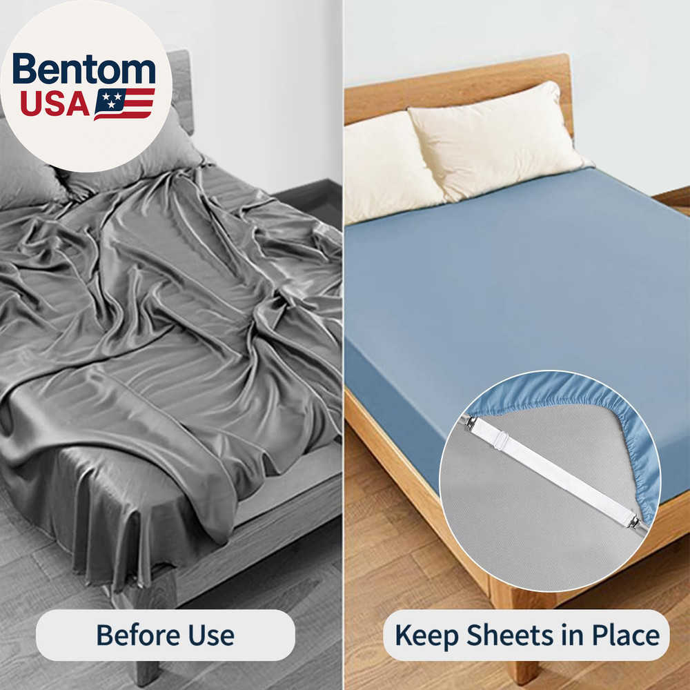 Bed Sheet Straps, Adjustable Elastic Fitted Sheet Corner Holders Straps to Stay