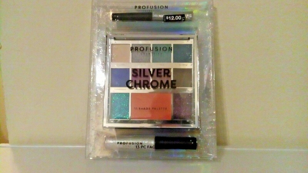 PRUFUSION COSMETICS SILVER CHROME 11 SHADES PALETTE