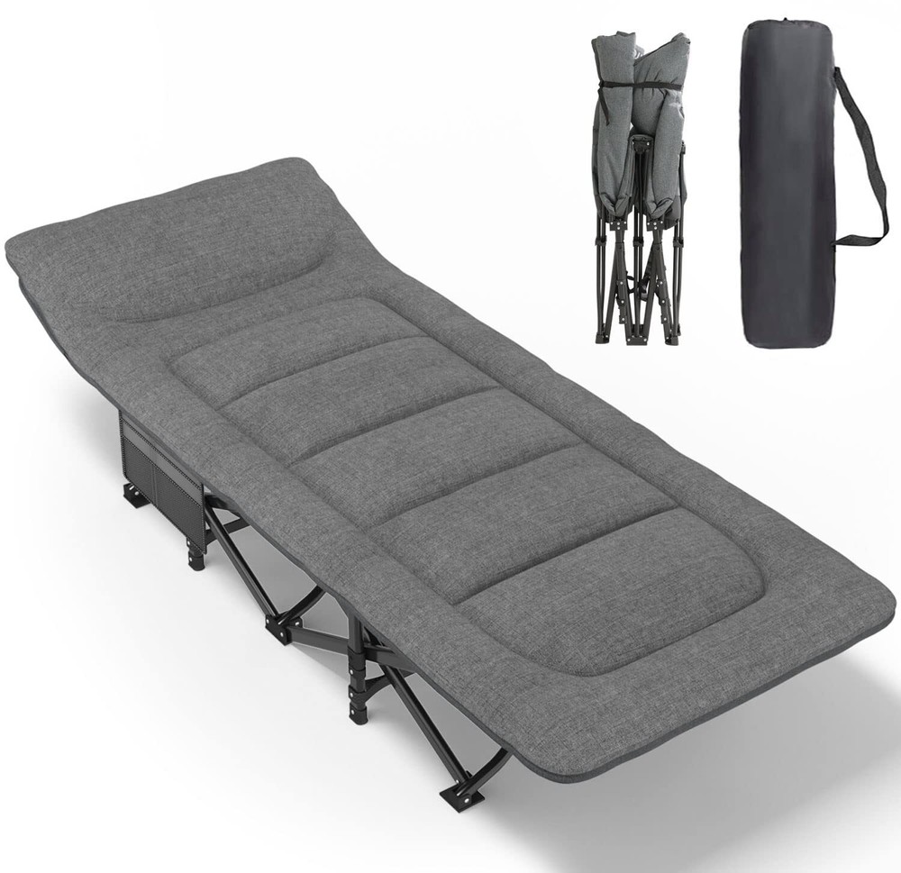 Camping Cot For Adults With Cushion And Pillow Portable Folding Bed For Sleeping