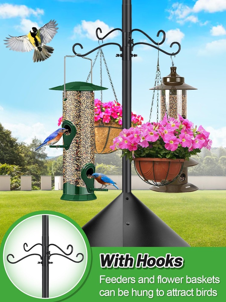 95 Inch Bird Feeder Pole with Squirrel Baffle - Adjustable Height Bird House ...