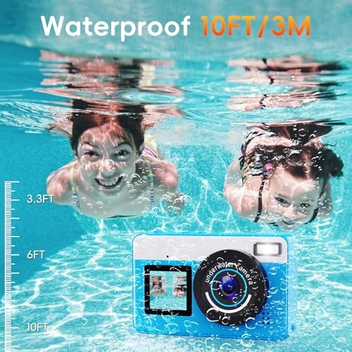 Underwater Digital Camera - 10 FT Waterproof Floating Camera with Blue 10FT