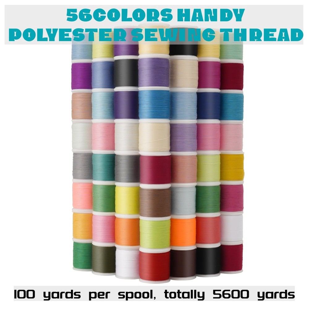 56 Spools Sewing Thread Kit for Hand Sewing and Machine Sewing Use, Colorful ...
