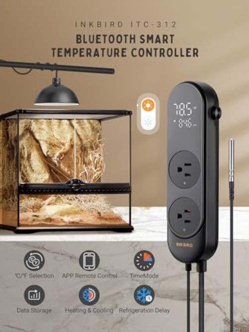 Bluetooth Digital Temperature Controller 1200W Heating Cooling 2-Stage Outlet