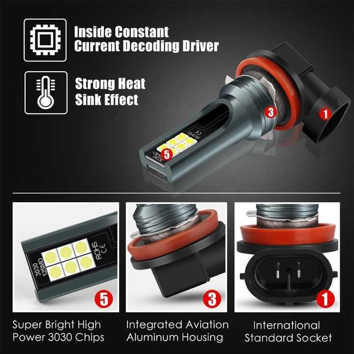 H11 9005 LED Headlight KIT Combo Bulbs 10000K High&Low Beam Super Bright WHITE