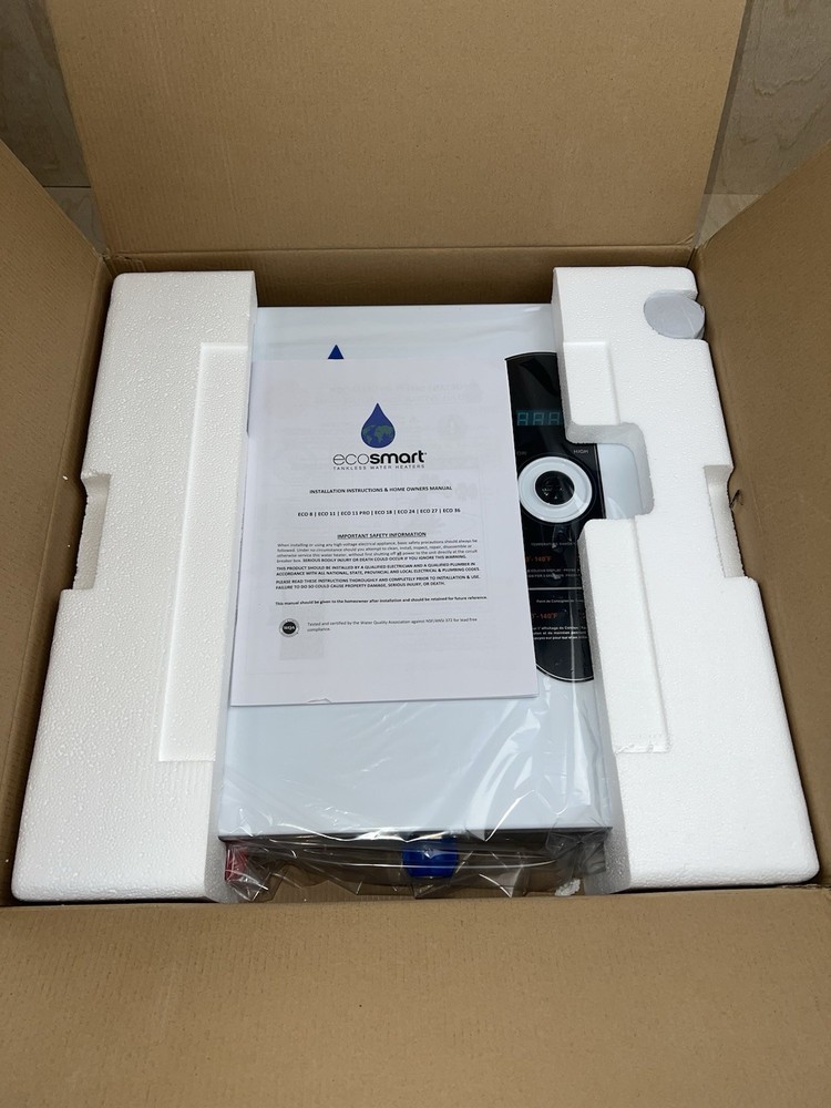 EcoSmart ECO 27 Electric Tankless Water Heater, 27 KW at 240 Volts, 112.5 Amps