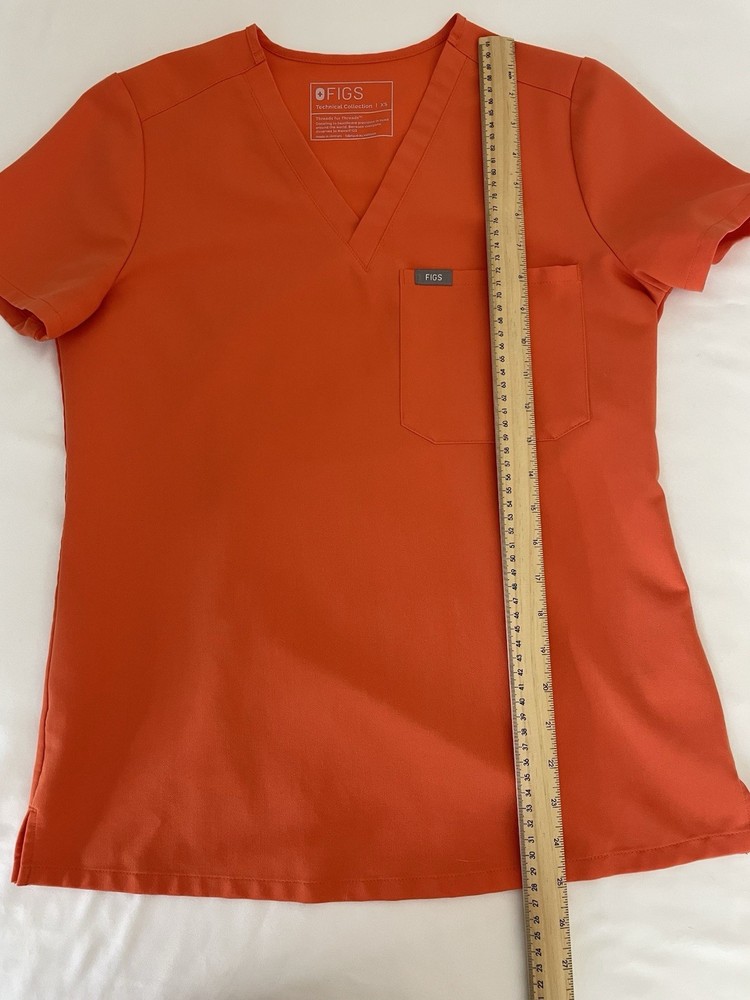 Figs Scrub Top Womens Extra Small XS Technical Collection Orange