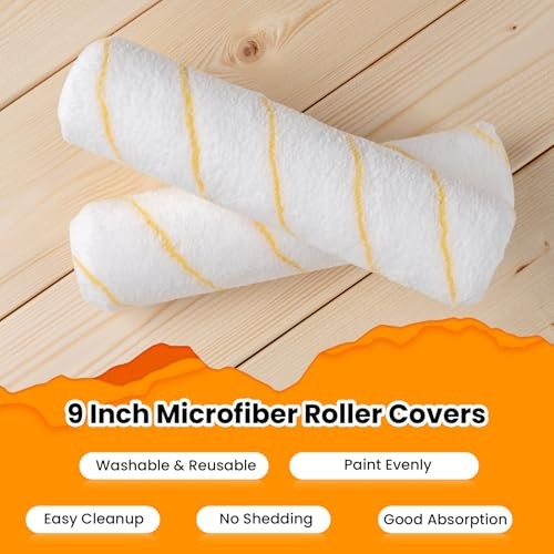 Paint Roller Covers, 5 Pack, 9 Inch Microfiber Paint Roller, 9 inch, 5 Pack