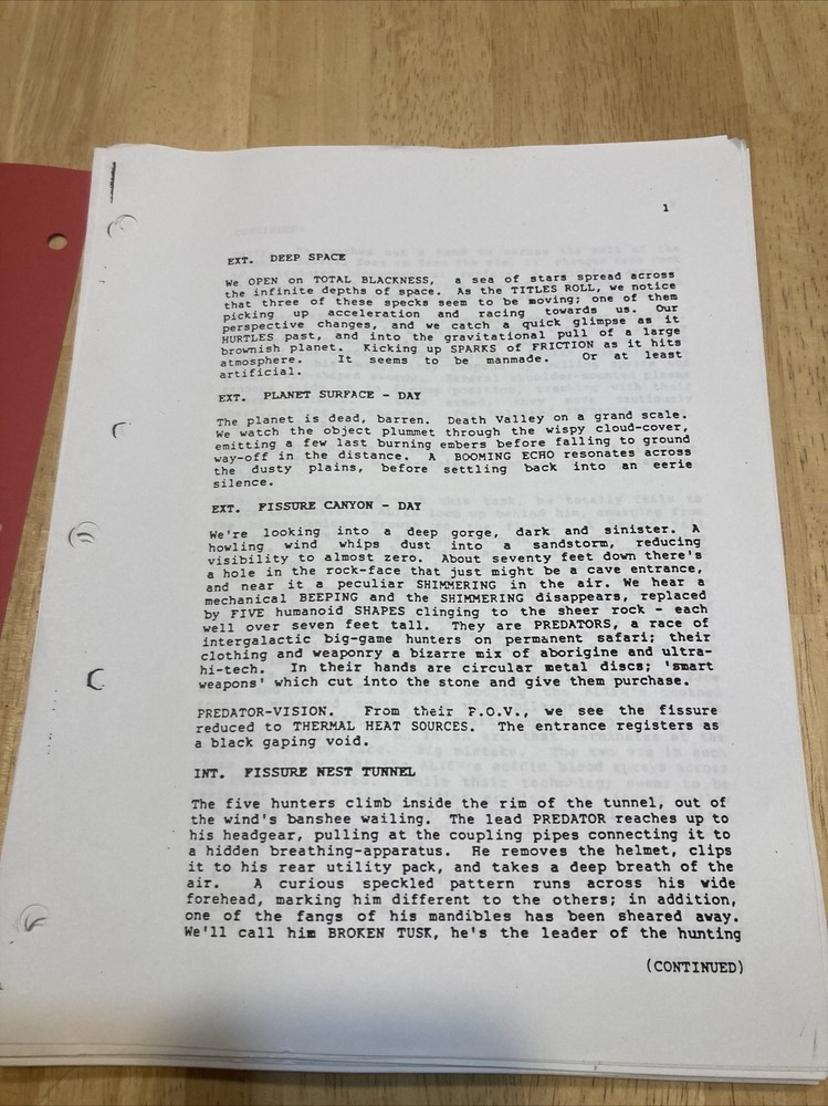 Vintage Original Aliens VS Predator Movie Script Awesome