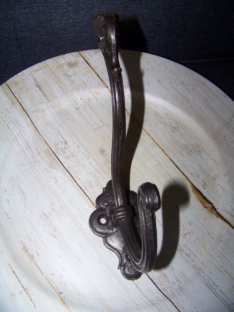 Antique Cast Iron Single Architectural Double Hat Coat Hook Reclaimed Salvage