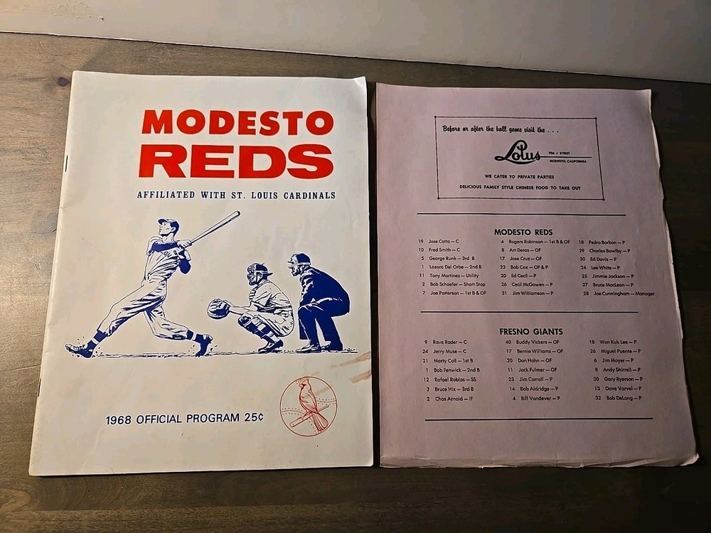 1968 MODESTO REDS PROGRAM.