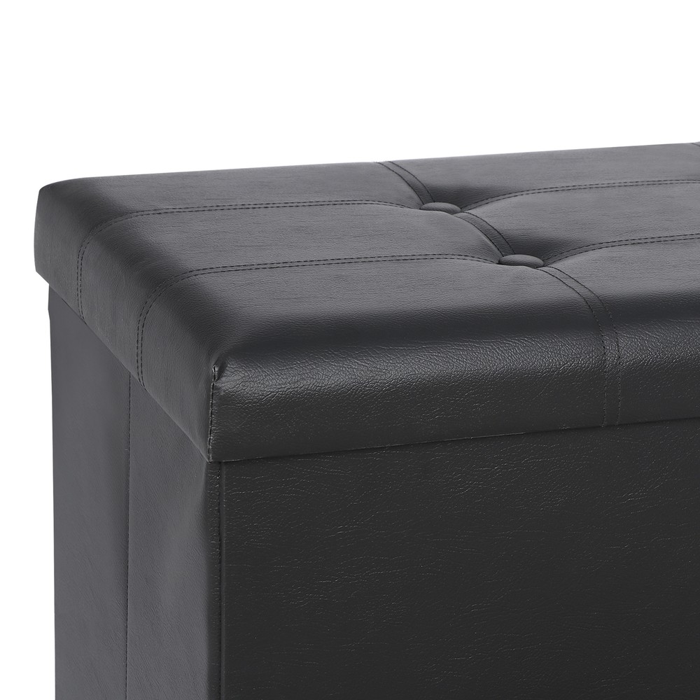 43" Storage Ottoman Bench Folding Storage Stools Footrest Toy Storage Box Black