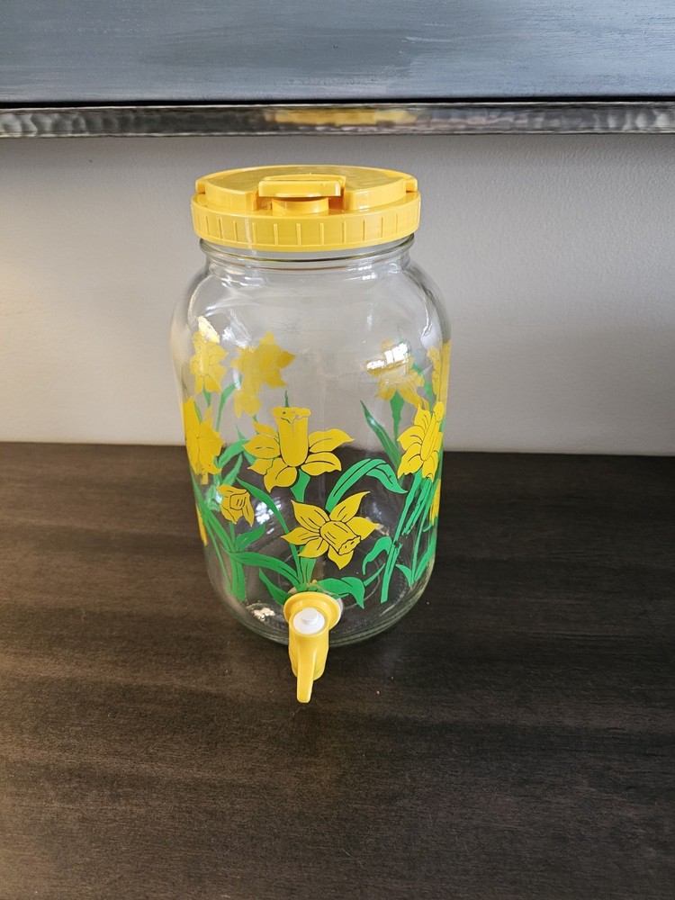 Vintage Daffodil Sun Tea Jar