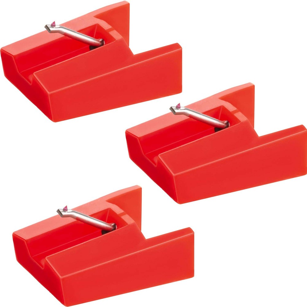 Boao 3 Pack Replacement Stylus Turntable Record Player Needle Compatible Red