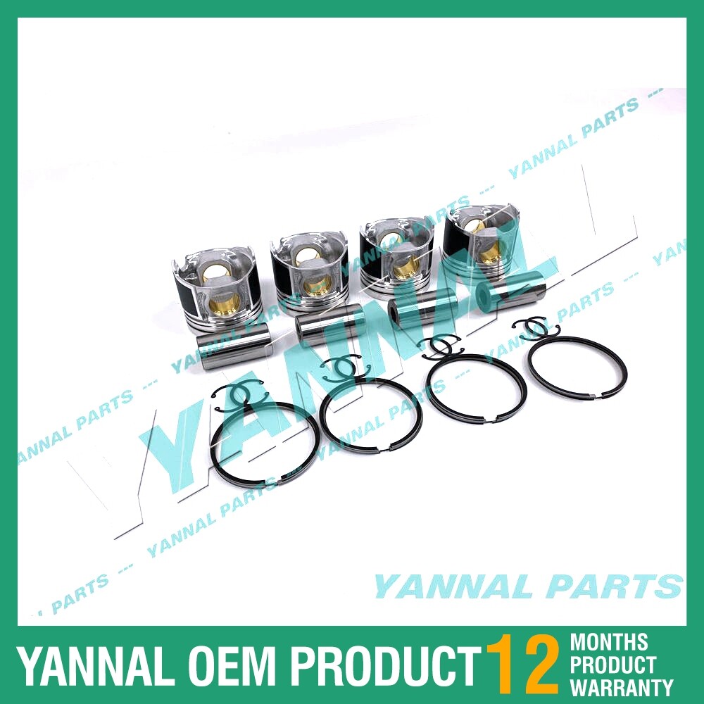 4Pcs Piston With Piston Ring+0.5mm For Yanmar 4TNE98 engine (oversize)