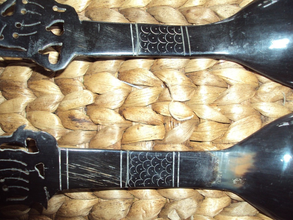 Vintage Tortoiseshell Serving pieces Fork Spoon Intricate Open Work Design