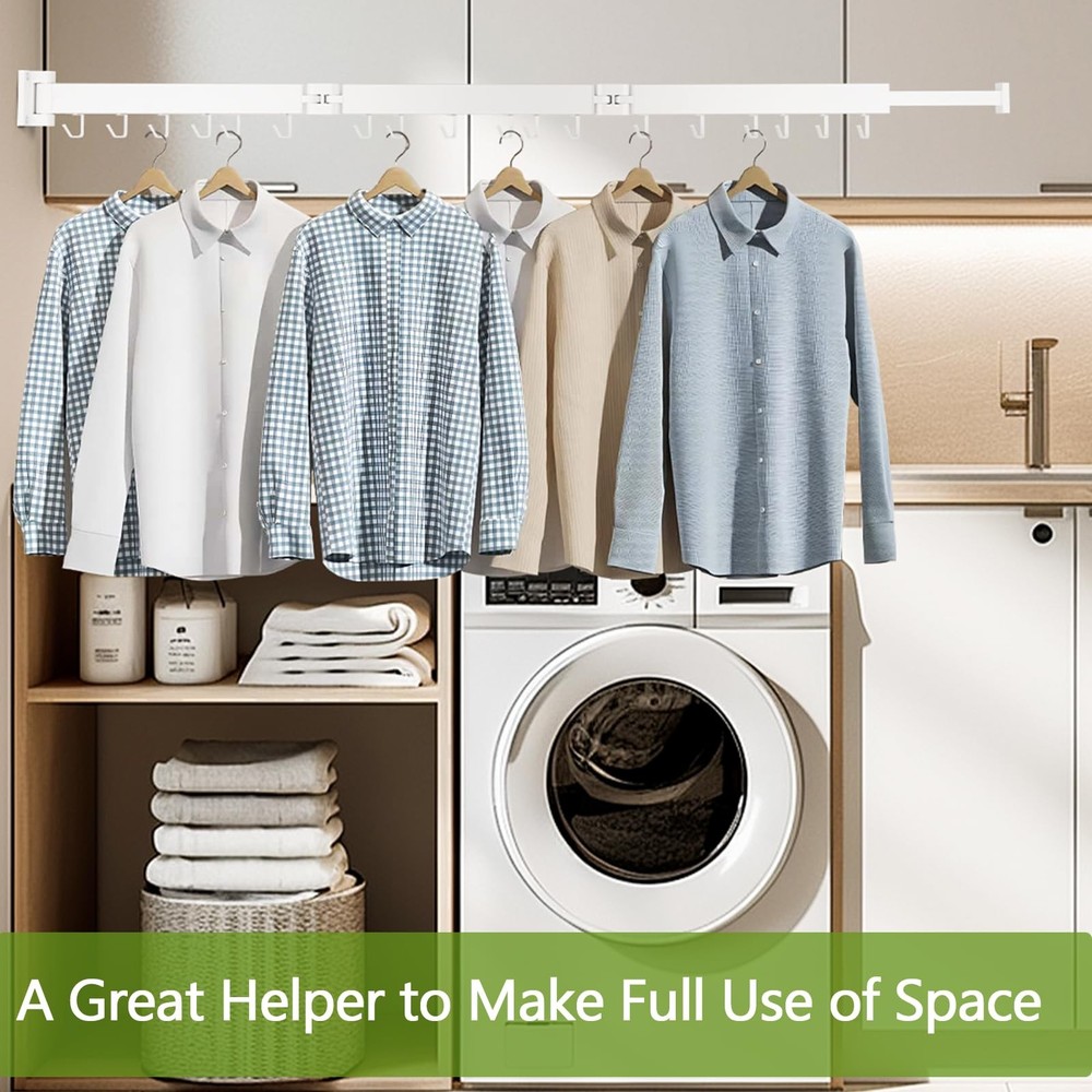 Kelisiting Retractable Clothes Drying Rack,3 Fold White Laundry Drying